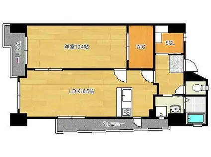 グランエスパシオ浅野(1LDK/10階)の間取り写真