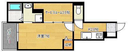 オーブアビタシオンⅡ番館(1K/1階)の間取り写真