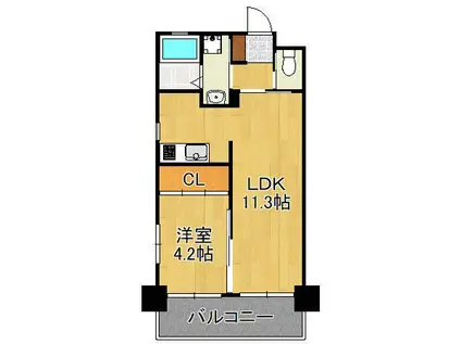 門司ポロニア(1LDK/4階)の間取り写真