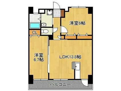 フェルト127(2LDK/6階)の間取り写真