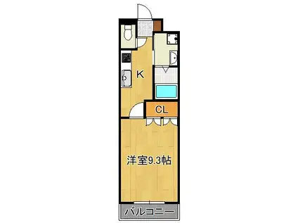 ボンヌールコートK(1K/3階)の間取り写真