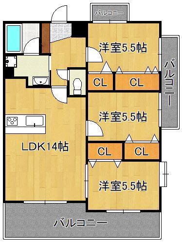 ガーデンコートSUNATSU(3LDK/10階)の間取り写真