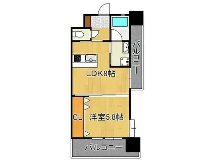 ガーデンコートSUNATSU(1LDK/3階)の間取り写真