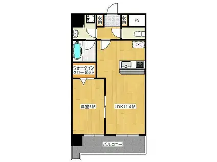 ガーデンコートSUNATSU(1LDK/5階)の間取り写真