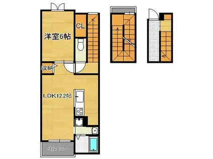ティカルムルシャトー(1LDK/3階)の間取り写真