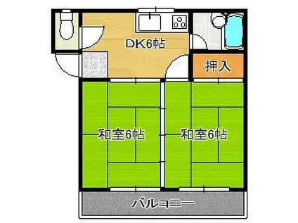 メインライフ富野(2DK/3階)の間取り写真