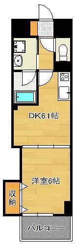THE SQUARE・SUITE RESIDENCE(1DK/2階)の間取り写真