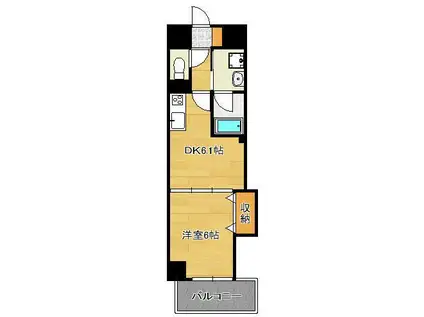 THE SQUARE・SUITE RESIDENCE(1DK/3階)の間取り写真