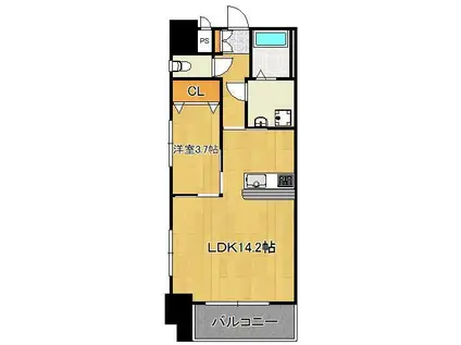 ERIOS COURT 中津口(1LDK/2階)の間取り写真