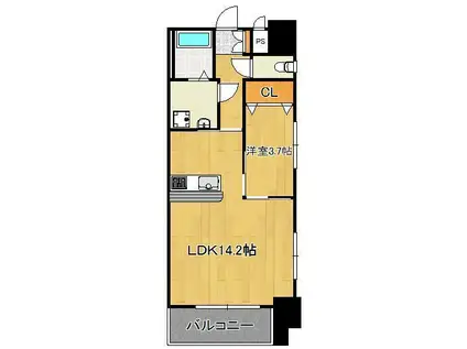 ERIOS COURT 中津口(1LDK/6階)の間取り写真