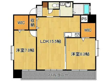 ラ・ヴェリテ鍛冶町(2LDK/12階)の間取り写真