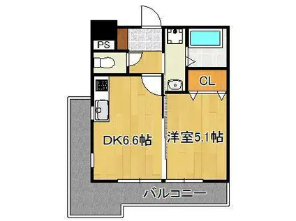 ラ・ヴェリテ鍛冶町(1DK/5階)の間取り写真