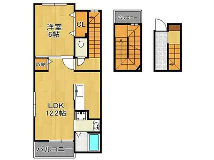 オーブアビタシオン(1LDK/3階)の間取り写真
