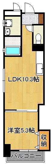 デザイナープリンセス・リバーサイド(1LDK/4階)の間取り写真