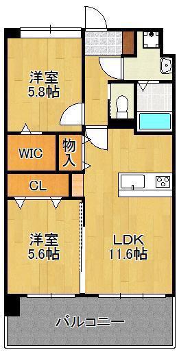 アルティザ小倉(2LDK/11階)の間取り写真