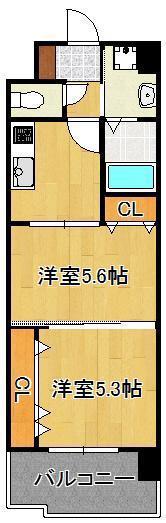 アルティザ小倉(2K/6階)の間取り写真