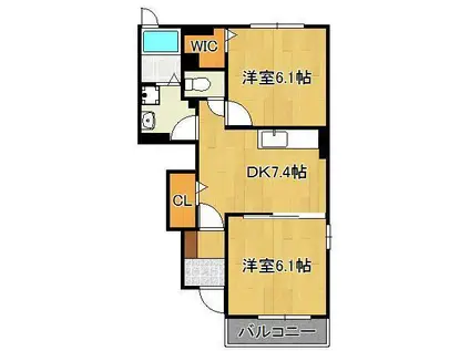 フレシール小倉東B(2DK/1階)の間取り写真