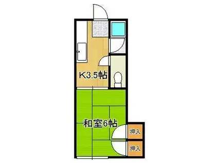 コーポ伊奈(1K/2階)の間取り写真