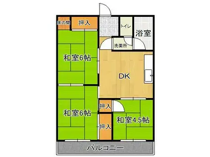 ディアライフ赤坂(3DK/1階)の間取り写真