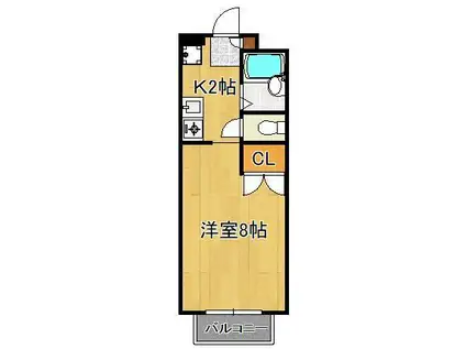 ミラノアパートメントコムラ2(1K/2階)の間取り写真