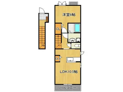 フレッシュリーB(1LDK/2階)の間取り写真