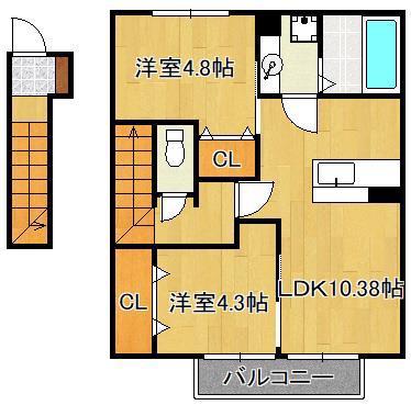 アルウェット(2LDK/2階)の間取り写真