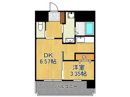 フェリシエ馬借(1DK/10階)の間取り写真