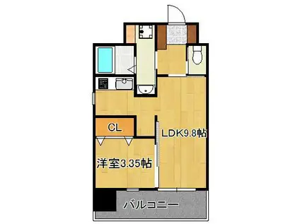 フェリシエ馬借(1LDK/8階)の間取り写真