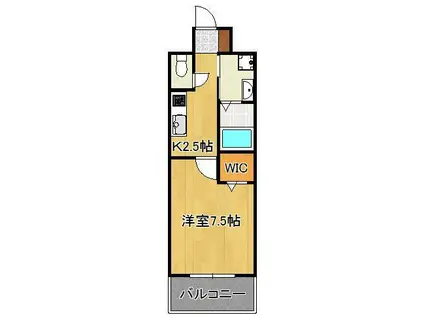 ディアコート門司(1K/6階)の間取り写真