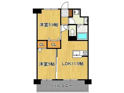 リオ ラクーコ(2LDK/8階)の間取り写真