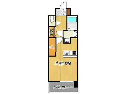 ギャラクシーヴィーラブライト(ワンルーム/9階)の間取り写真