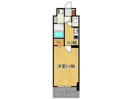 エヴァーグリーンQ(1K/5階)の間取り写真