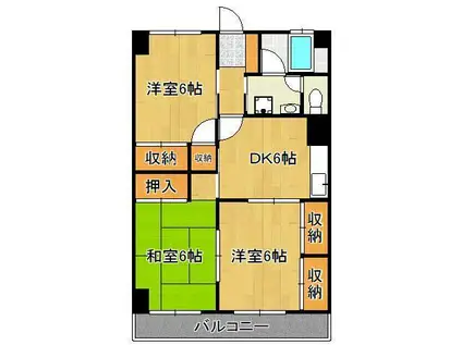 大里東マンション(3DK/4階)の間取り写真