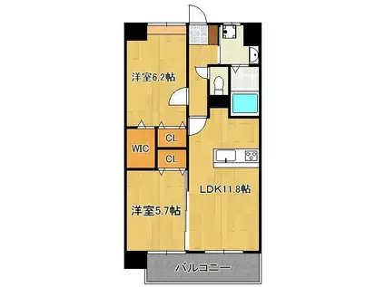 リオ・グランデ(2LDK/9階)の間取り写真