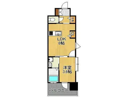 アクシオ北九州(1LDK/13階)の間取り写真