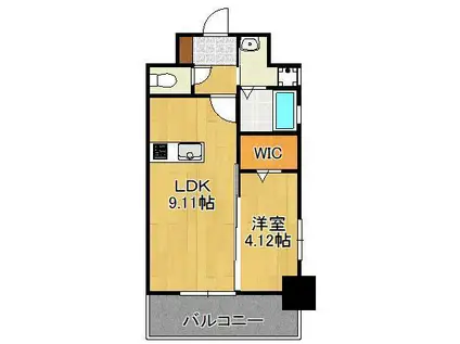 THE HILLS KOKURA(1LDK/2階)の間取り写真