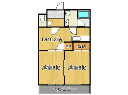 サンライズ門司(2DK/4階)の間取り写真