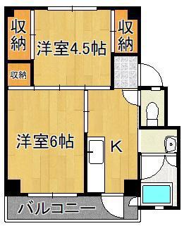 ビレッジハウス畑 2号棟(2K/5階)の間取り写真