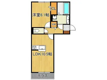 POLONIA KOKURA-KITA(1LDK/2階)の間取り写真