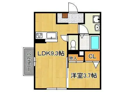 MORE PLUS 砂津(1LDK/2階)の間取り写真