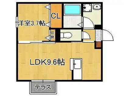 門司コートヤード(1LDK/1階)の間取り写真