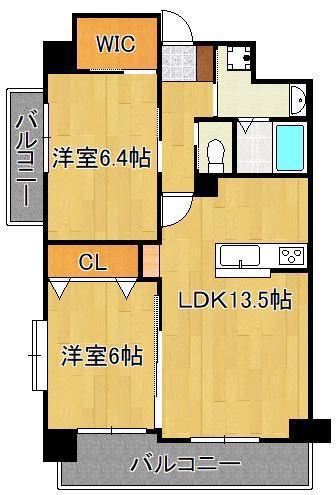 ベルステージ須賀町(2LDK/5階)の間取り写真