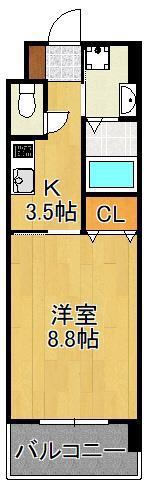 グレース上富野(1K/10階)の間取り写真