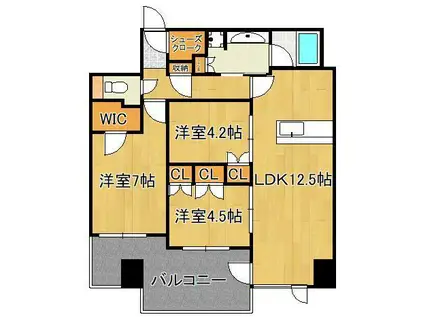 グランドメゾンガーデンシティ小倉(3LDK/20階)の間取り写真