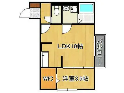 おおくぼの森B棟(1LDK/2階)の間取り写真