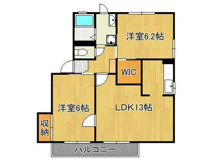 ハイツ四季の里A棟(2LDK/2階)の間取り写真