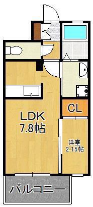 STUDIE小倉離宮(1LDK/2階)の間取り写真