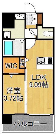 SOLUNA旦過 マーケットプレイス(1LDK/6階)の間取り写真