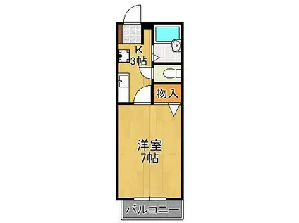 カンパーニュ出屋敷Ⅱ(1K/2階)の間取り写真