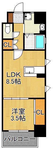 アクシオ北九州Ⅱ(1LDK/7階)の間取り写真